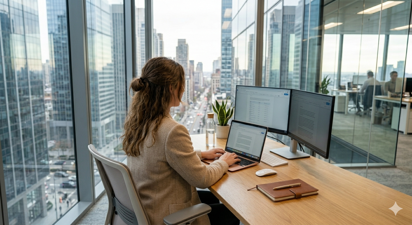 Student using laptop